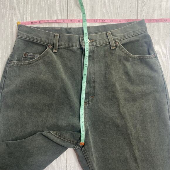 Lee Riveted Denim Women's Vintage Olive Green Cotton Mom Jeans Size 12 Short - Picture 4 of 12